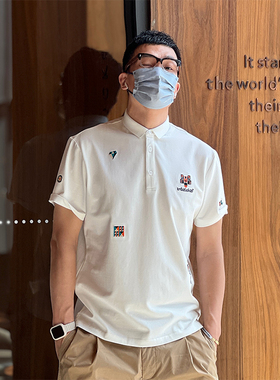 夏季超火爆款精致刺绣polo衫男装港风潮牌高级感虎头设计翻领体恤