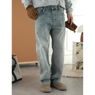 复古重磅洗水磨白做旧牛仔裤 挺阔休闲裤 男士 潮牌时尚 秋冬新款 美式