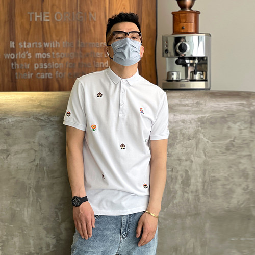 夏季翻领美式超级玛丽刺绣polo衫