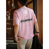 美式 简约百搭圆领衫 休闲后背爆裂字母印花短袖 T恤男春夏潮流新款