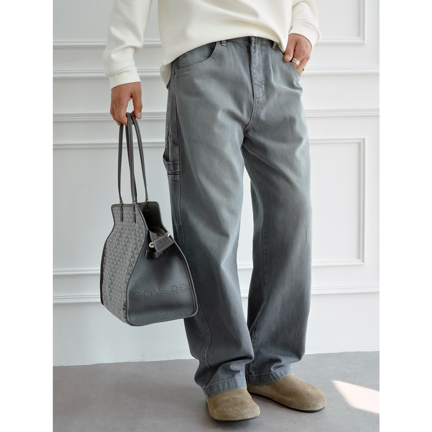 美式复古解构设计重磅水洗弯刀裤男士秋冬潮流新款宽松痞帅工装裤,男装,牛仔裤,淘宝优惠券,粉丝福利购,淘宝优惠卷