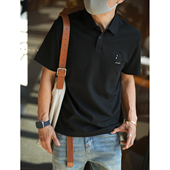 衫 韩版 潮流新款 亲肤透气半袖 简约轻熟风精致绣标翻领polo衫 男夏季