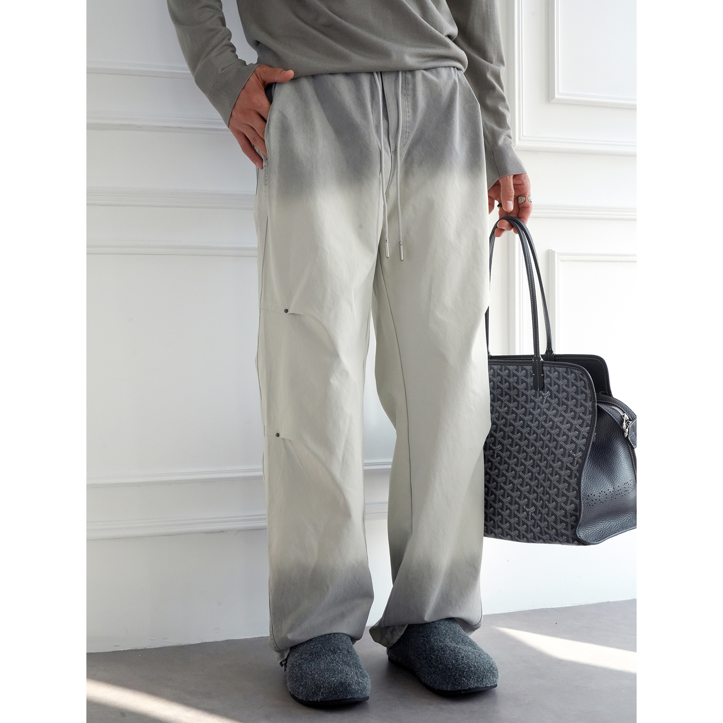 美式高街扎染渐变个性褶皱休闲裤