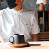 简约百搭ins休闲半袖 港风潮牌重磅字母刺绣翻领短袖 T恤男春季 上衣