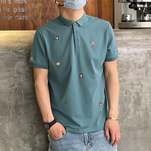 夏季美式超级玛丽刺绣休闲POLO衫