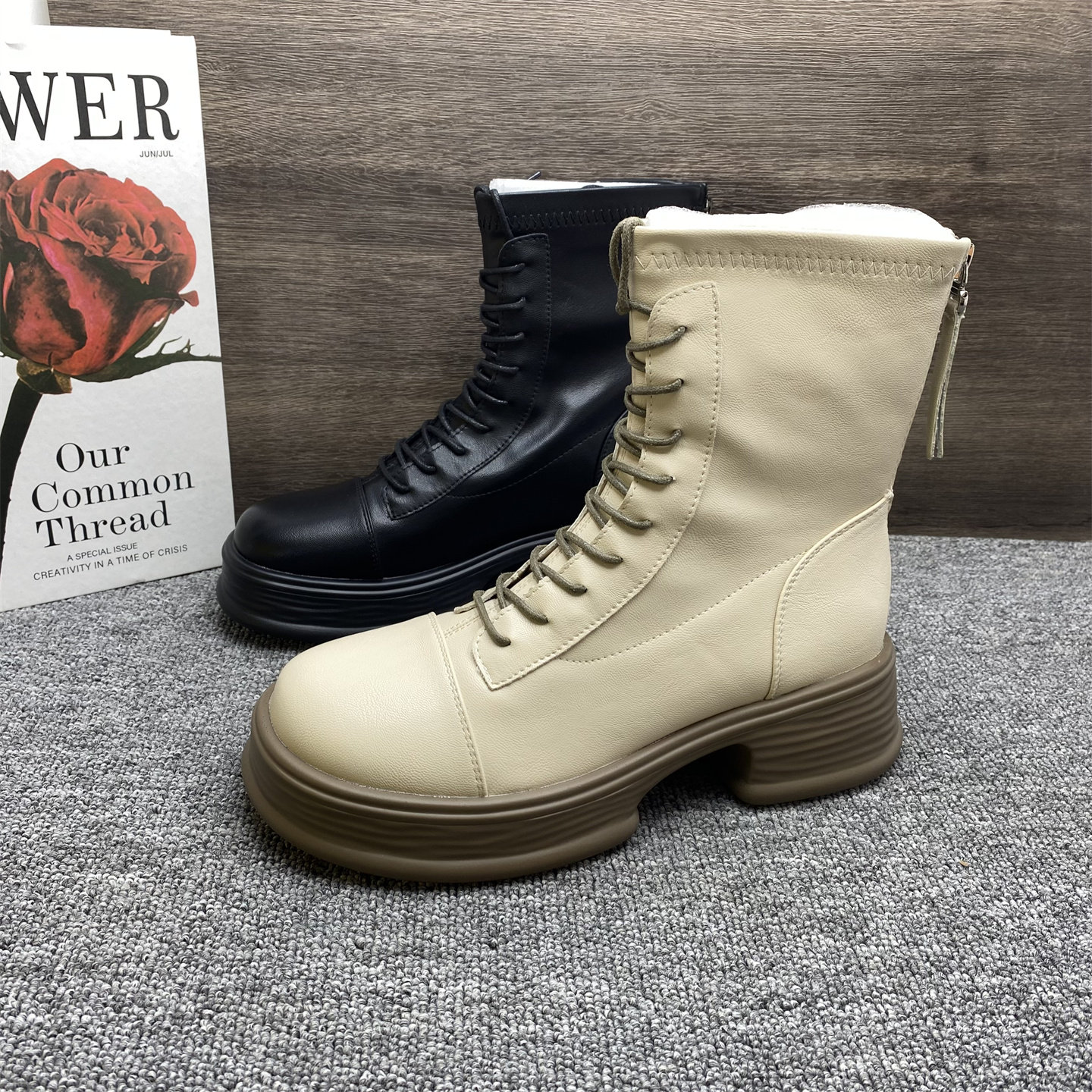 撤柜断码处理厚底马丁靴女秋冬新款加绒棉鞋中筒英伦风瘦瘦单靴女,女鞋,马丁靴,淘宝优惠券,粉丝福利购,淘宝优惠卷