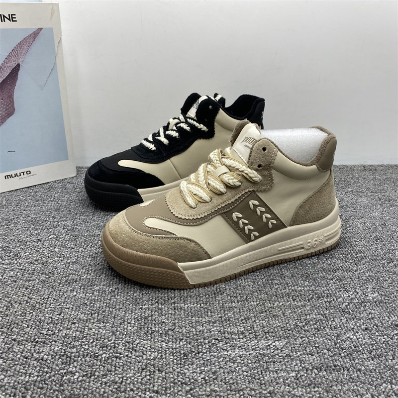 加绒小白鞋百搭厚底休闲女板鞋