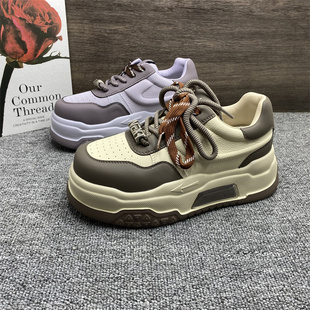 品牌撤柜处理厚底板鞋女真皮2025春秋新款松糕鞋百搭轻便休闲女鞋