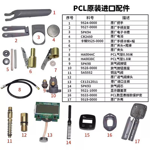 英国PCL原厂配件气管数显表手柄