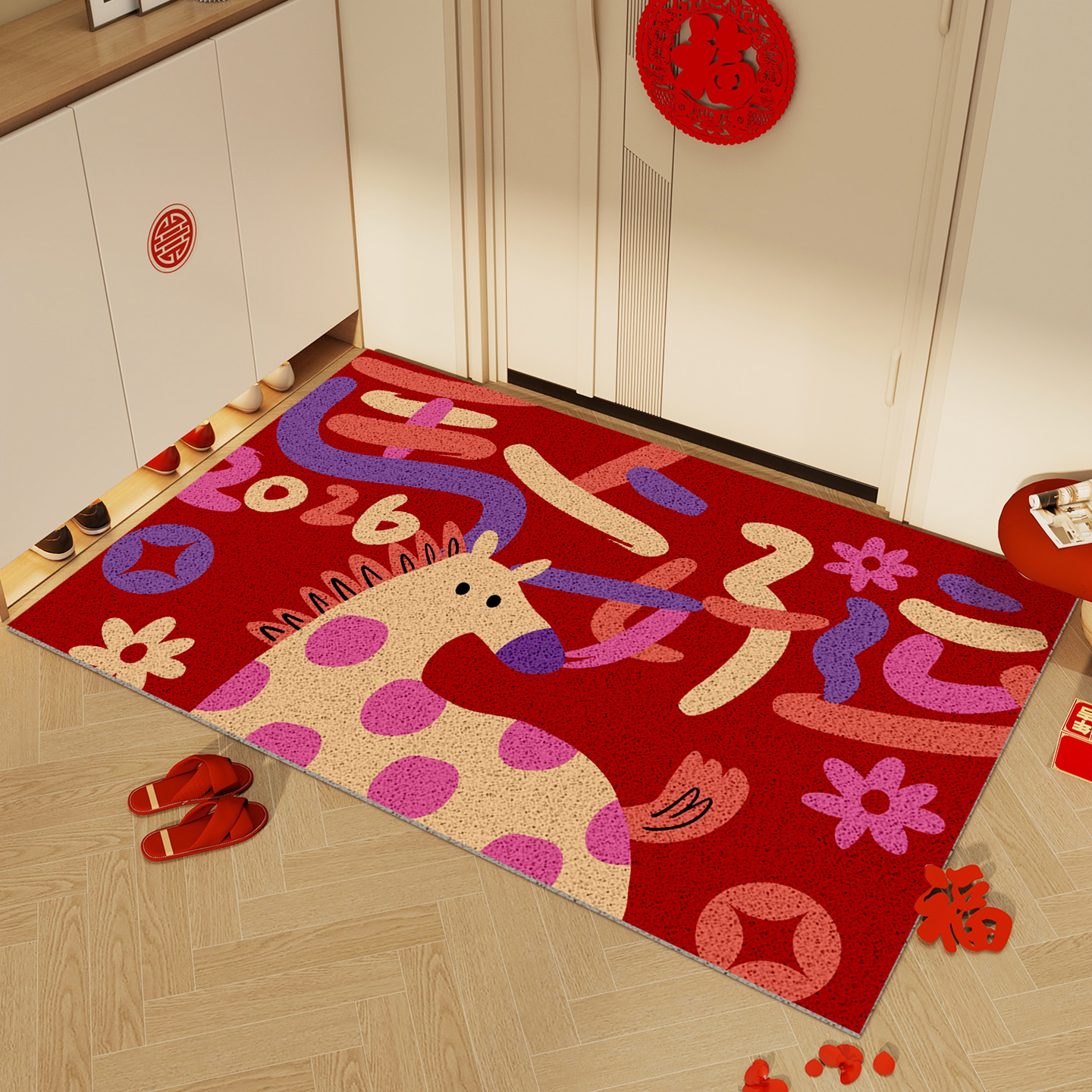 2026新年红色入户地垫
