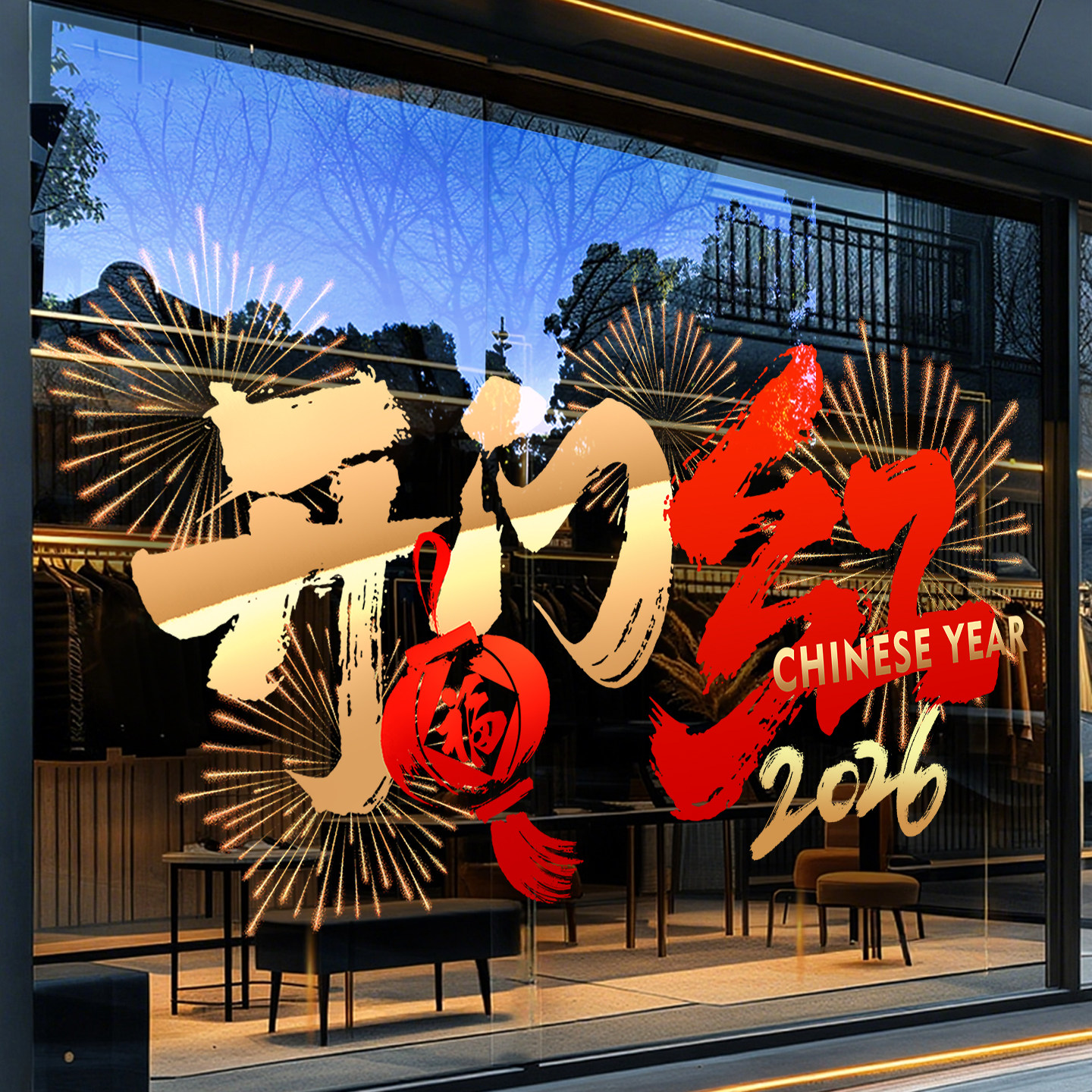 马年开门红装饰窗贴玻璃贴纸静电贴门贴无痕贴整张橱窗贴画2026年,节庆用品/礼品,喜字/剪纸/贴纸,淘宝优惠券,粉丝福利购,淘宝优惠卷