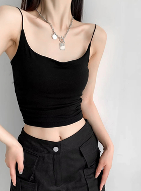 ZRSHOP纯欲辣妹紧身显瘦褶皱吊带女定制胸垫修身性感内搭打底衫夏