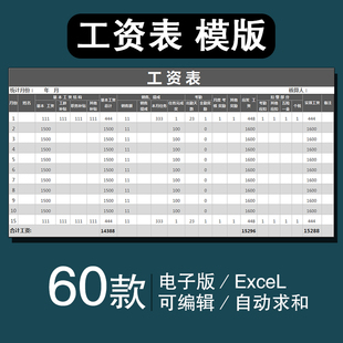 工资表模板excel电子版公司职工员工发放明细表简单的薪资单表格
