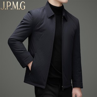 爸爸外套男 桑蚕丝棉衣休闲薄款 JPMG秋冬季 格子棉服中年商务男士