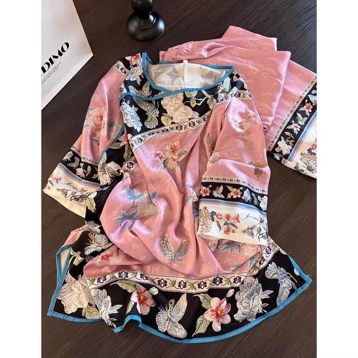 新中式国风新款睡衣女花卉提花春秋季宫廷风家居服夏款可