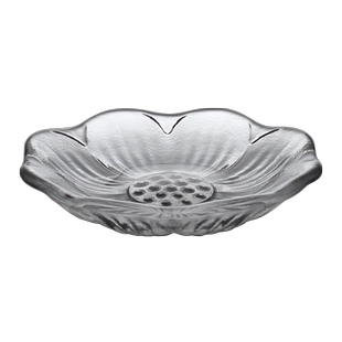 八角莲花玻璃茶托 手工茶杯垫茶碟高颜值功夫茶道茶具配件小托盘