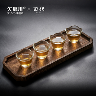 日式玻璃品茶杯 冷纹高颜值品茗杯功夫茶道茶具主人杯客杯小茶杯