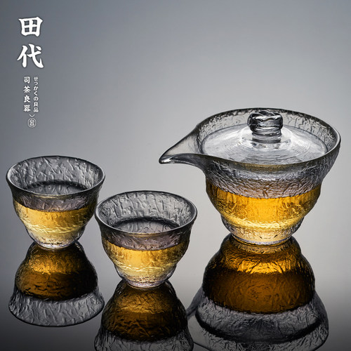 初雪日式手工锤纹盖碗加厚手抓碗