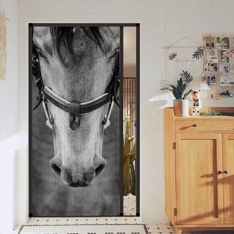 无轨亚麻推拉伸缩骏马玄关室内门