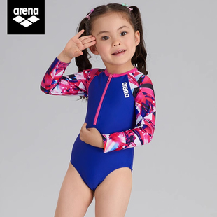 arena阿瑞娜新款男女儿童长袖连体三角防晒游泳衣 青少年沙滩泳装