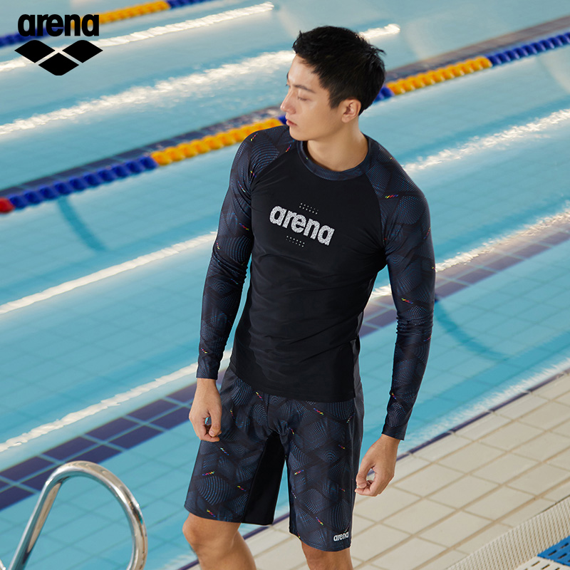 arena阿瑞娜泳衣裤男士长袖五分