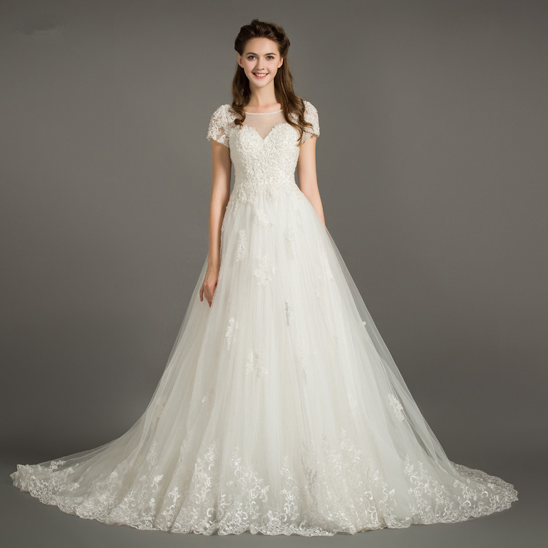 2018新款婚纱欧美拖尾显瘦包肩a版唯美新娘婚纱仪式轻婚纱礼服