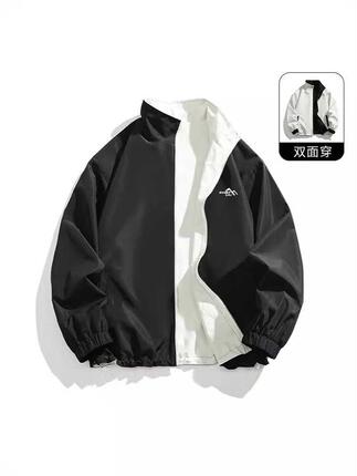 Men's and Women's Stand-Up Collar Reversible 2024 New Printed Workwear Casual Loose Versatile Couple Jacket Trendy Brand