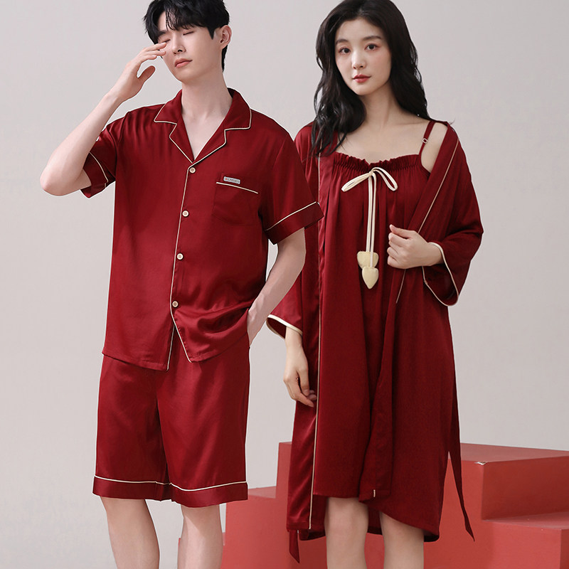 结婚红色晨袍春秋款本命年家居服