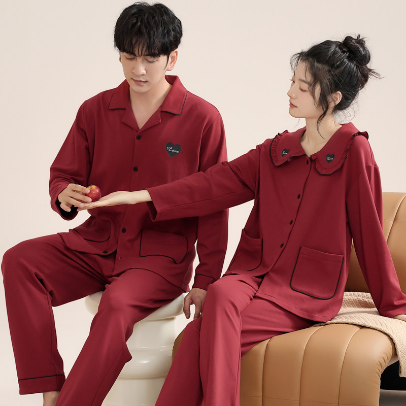 思馨坊情侣睡衣春秋季纯棉长袖红色结婚新婚一男一女本命年家居服,女士内衣/男士内衣/家居服,睡衣/家居服套装,淘宝优惠券,粉丝福利购,淘宝优惠卷