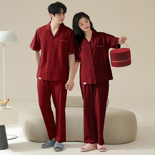 思馨坊红色结婚纯棉情侣一男一女