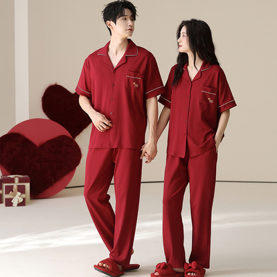 思馨坊7A抗菌防蚊红色结婚睡衣夏