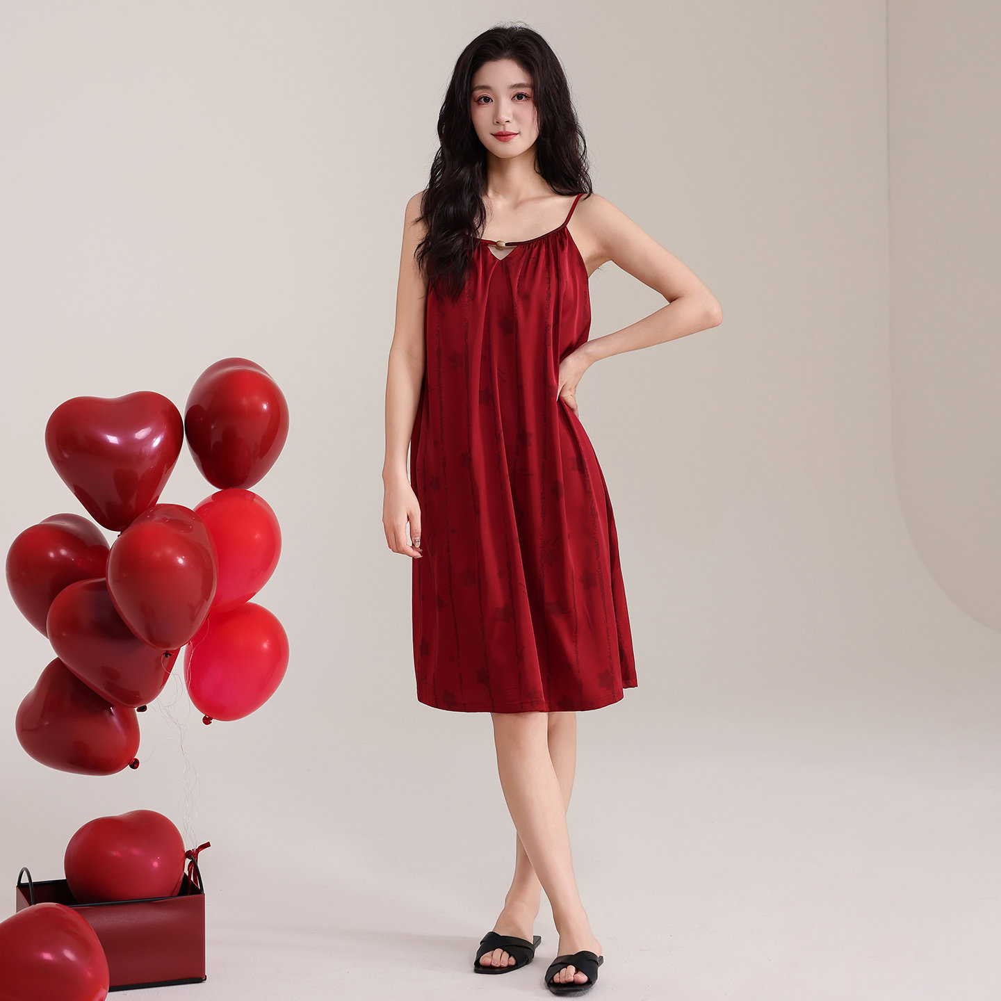 思馨坊2026新款睡衣女夏季冰丝红色结婚新婚吊带睡裙中裙免穿胸垫,女士内衣/男士内衣/家居服,睡裙,淘宝优惠券,粉丝福利购,淘宝优惠卷