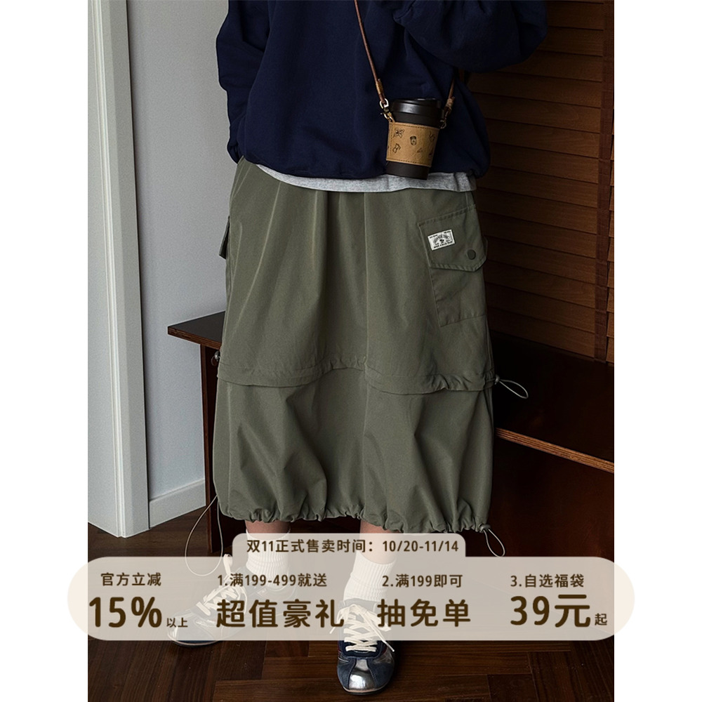777TRIPLESEVEN复古cargo大口袋可拆卸工装裙腰围可调节宽松休闲