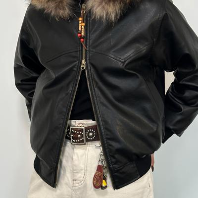 7773M新雪丽云纤棉捕梦夹克重磅复古皮衣PU男女同款保暖真毛