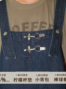 777 美式复古深牛仔色牛仔背带裙可调节军版改良秋冬百搭