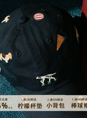 777《小狗乐园》男女同款复古满绣美式学院棒球帽显脸小