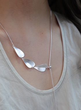 欧美新款金属片拉丝几何项链女爱心时尚项链简约个性设计蛇骨链