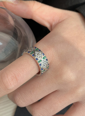 s925纯银天使之眼炫彩锆石戒指