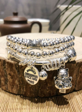 多圈手串招财猫民族风