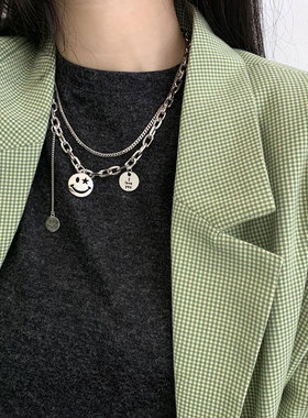 纯银双层冷淡风韩国ins毛衣链