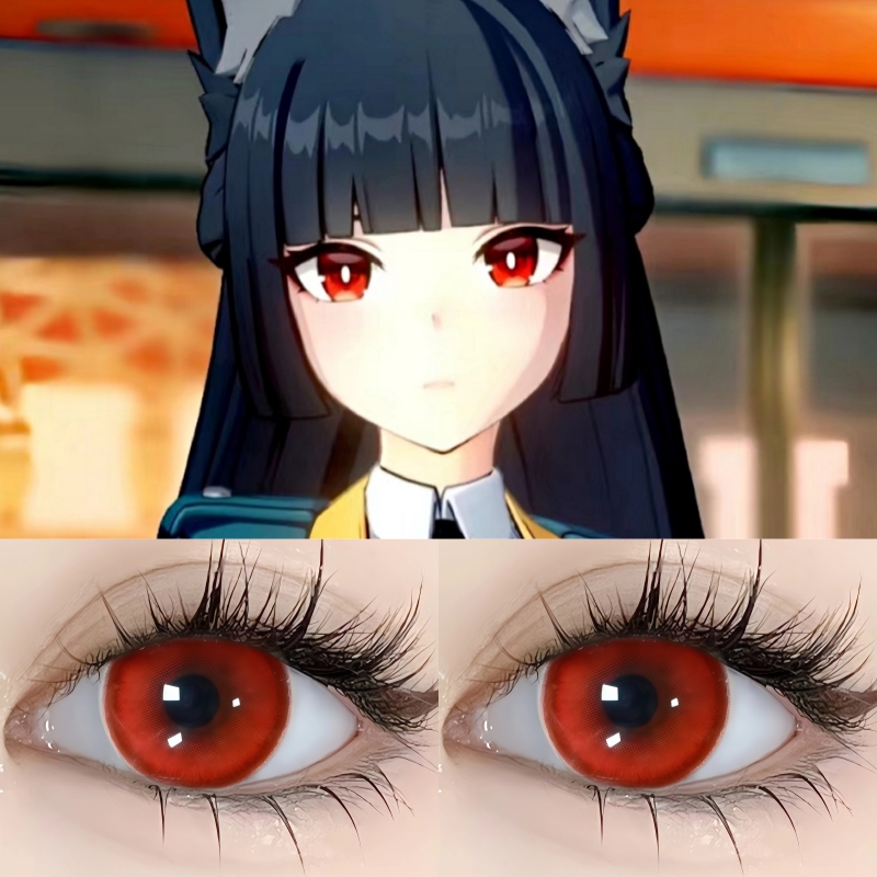 绝区零星见雅cos美瞳红色半年抛大小直径显色漫展隐形眼镜年抛2PW