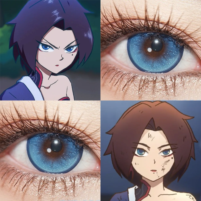 梅花十一cos美瞳刺客伍六七蓝色日抛小大直径显色隐形眼镜漫展AH