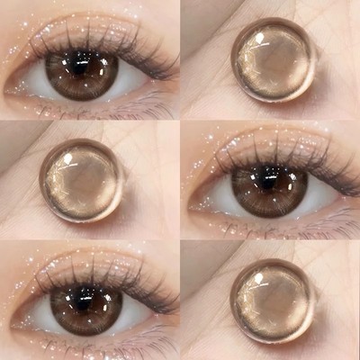 锁边棕色学生党自然纯欲隐形眼镜美瞳半年抛大直径含水量高男女sk