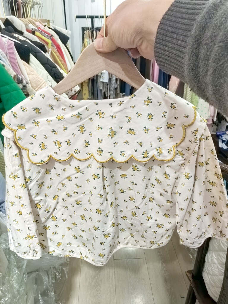 女童小童碎花娃娃衫2025春秋新款女宝时尚童装女童长袖上衣纯棉
