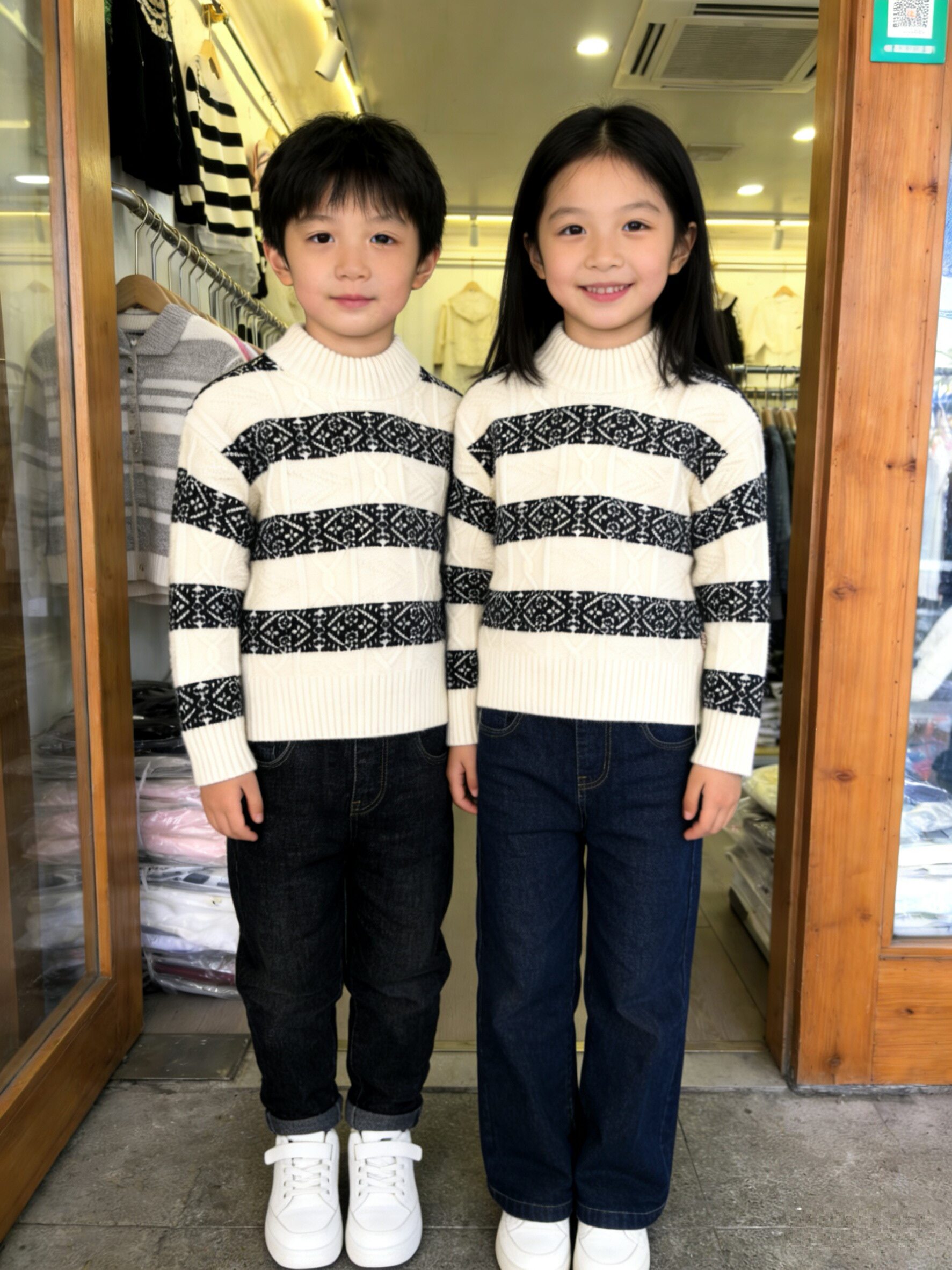 琦瑞德泽男女童冬季新款加厚加绒毛衣韩版洋气针织衫打底衫毛线衣