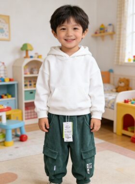 2026款男女小童休闲裤运动裤春秋冬新款洋气一体绒阔腿裤长裤保暖