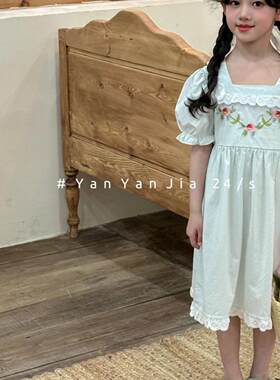 女童绣花连衣裙纯棉夏宝宝甜美裙子2025童装夏装新款小女孩公主裙