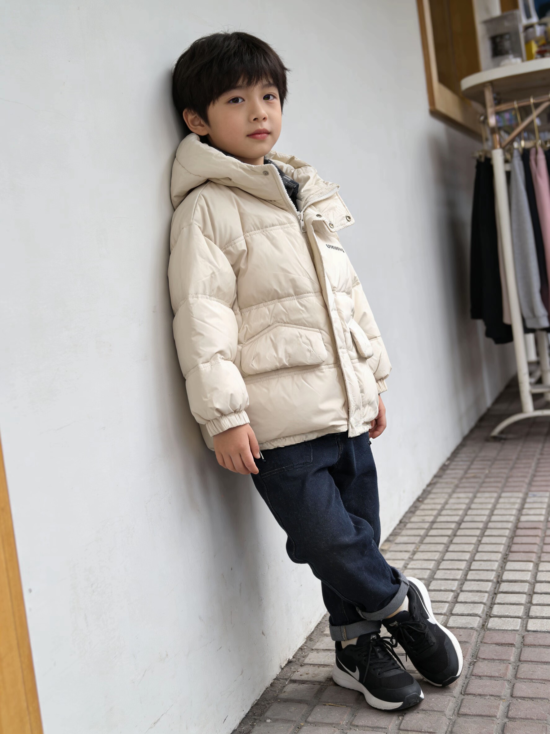 假二件男女孩中童冬装羽绒服2026新款儿童加厚羽绒服洋气连帽外套