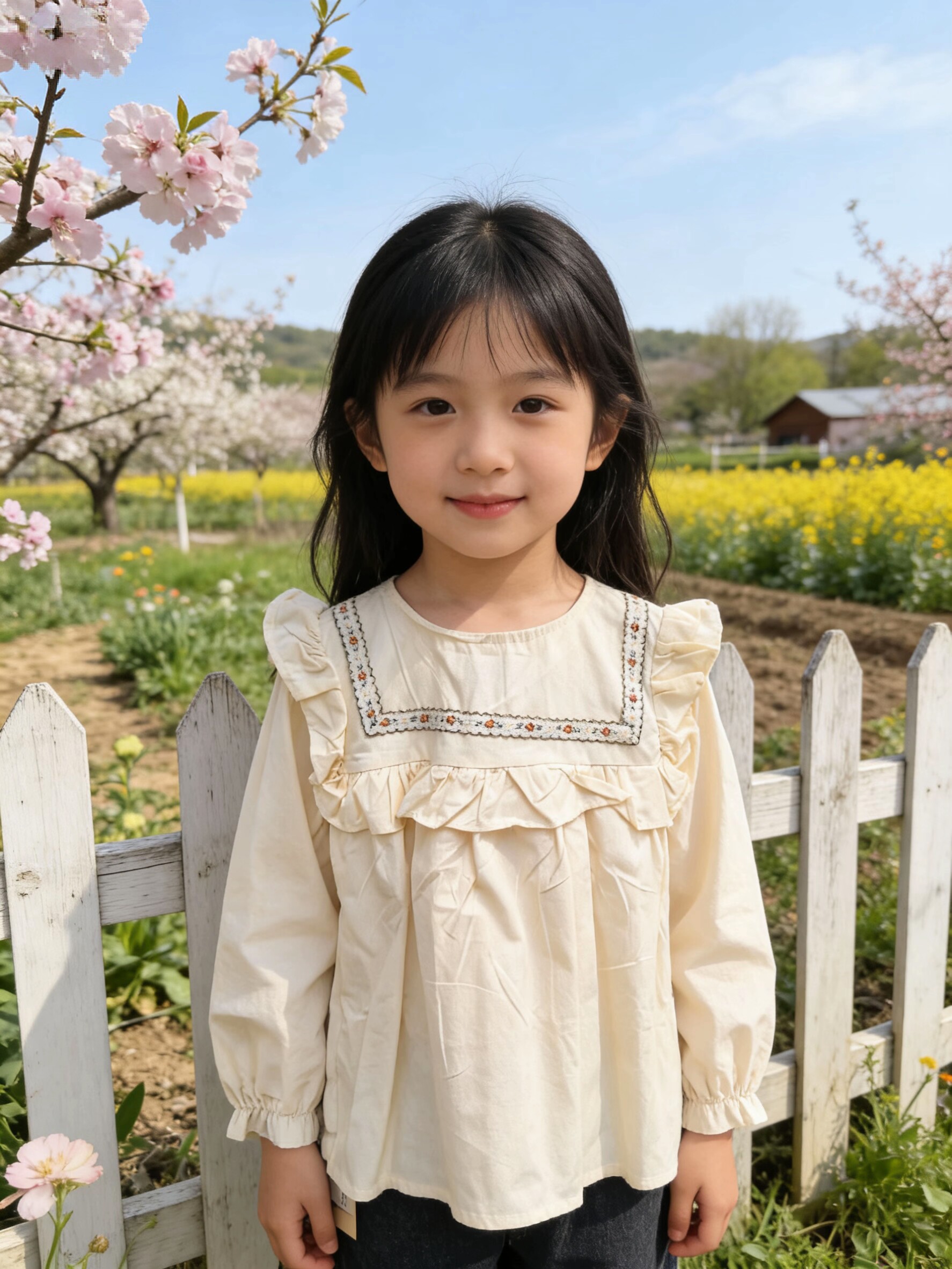 女小童春季衬衫娃娃衫清新T恤长袖女宝甜美花边衬衣儿童洋气韩版