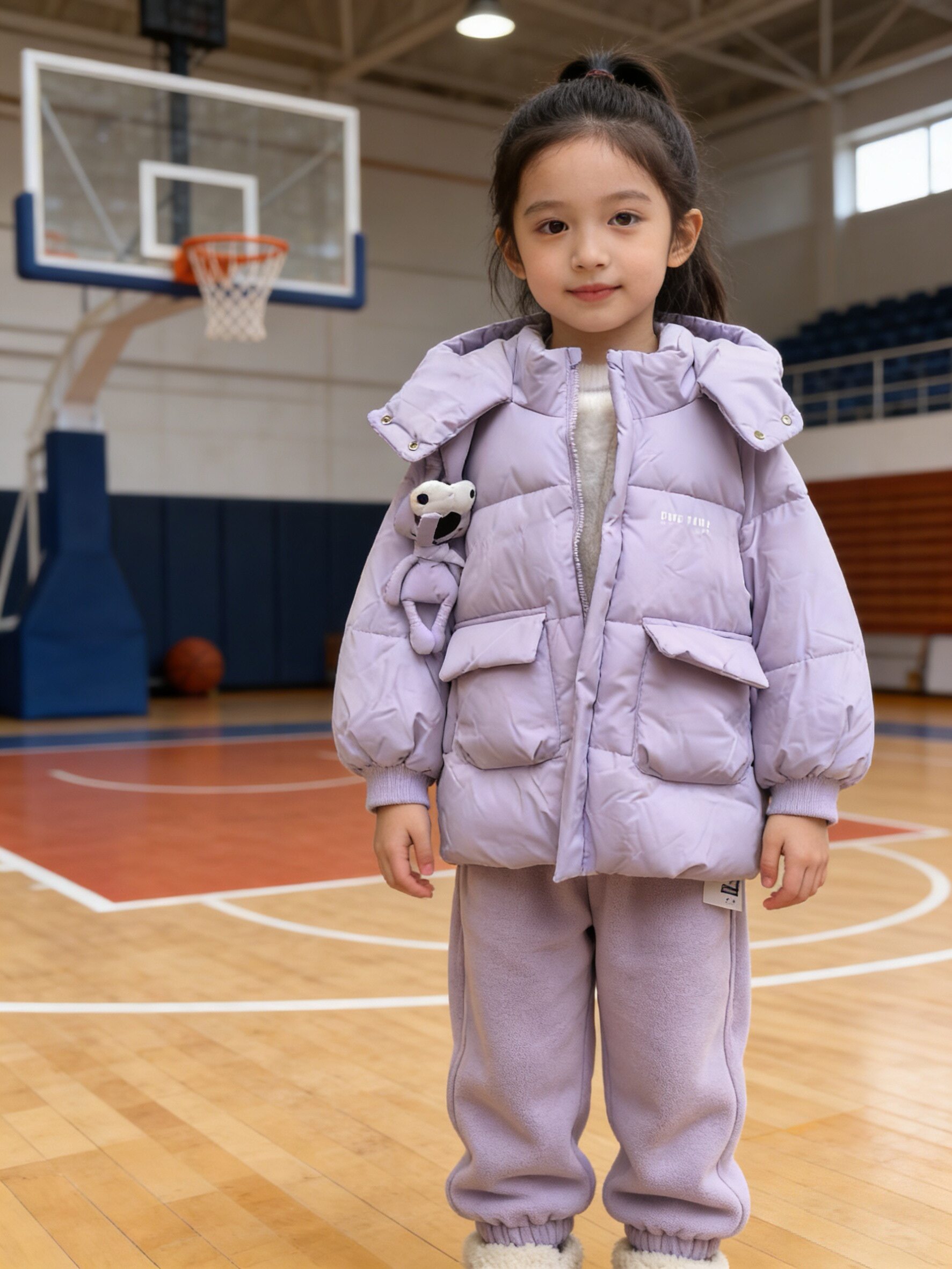 女中小童冬装新款儿童加绒加厚保暖棉衣女孩冬季卡通连帽棉袄外套